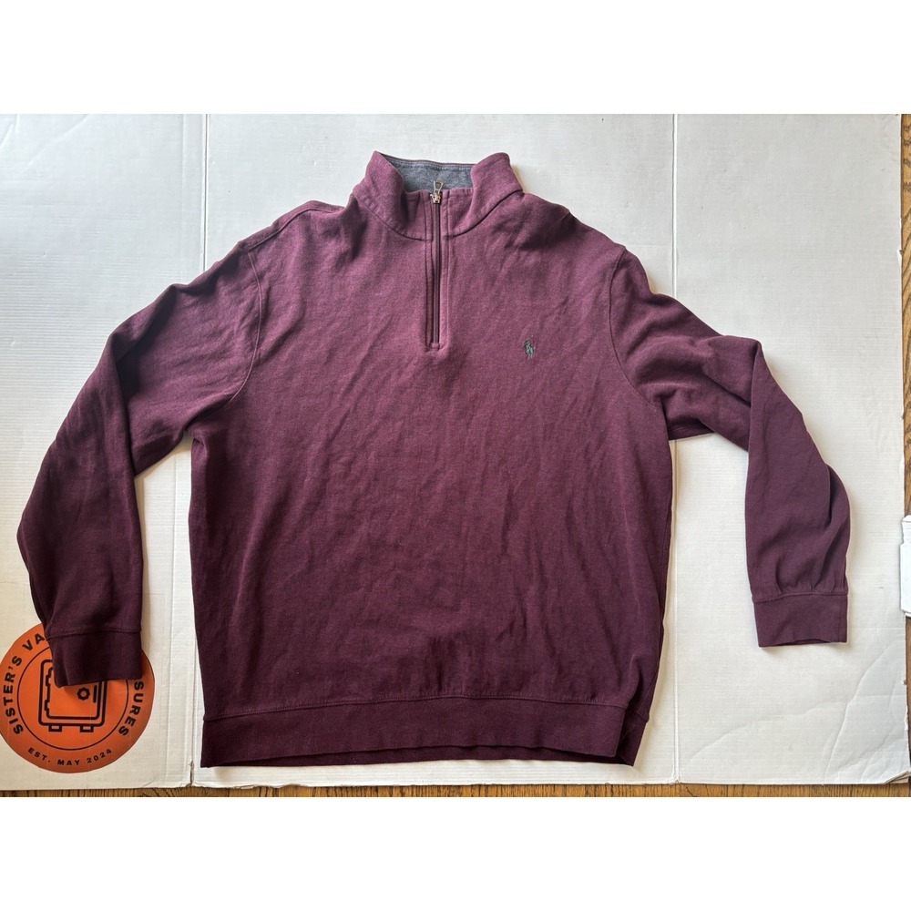 Polo‎ Ralph Lauren Long Sleeve 1/4 Zip Pullover Mens XL Burgundy